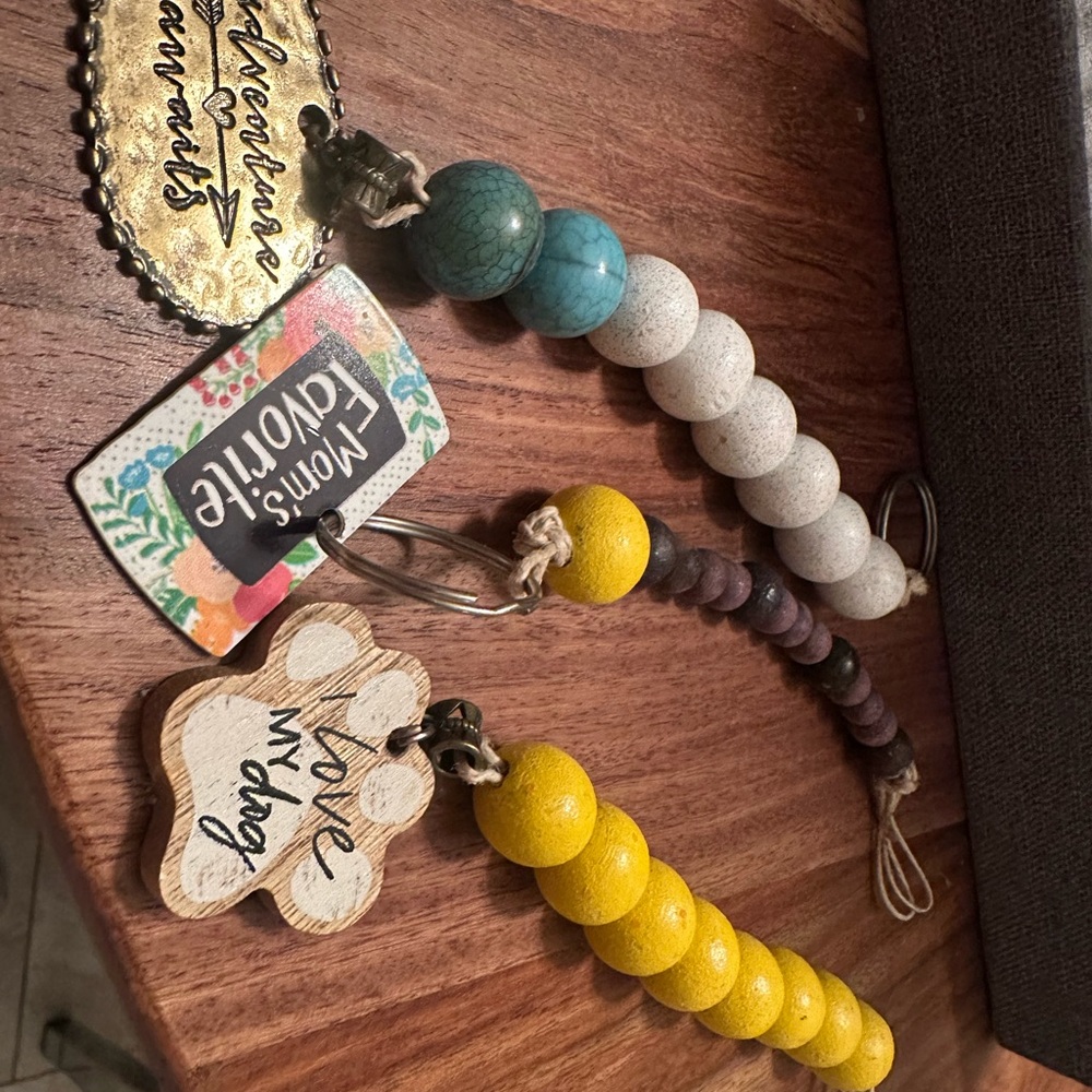 Hand Painted Colorful Beaded Keychains